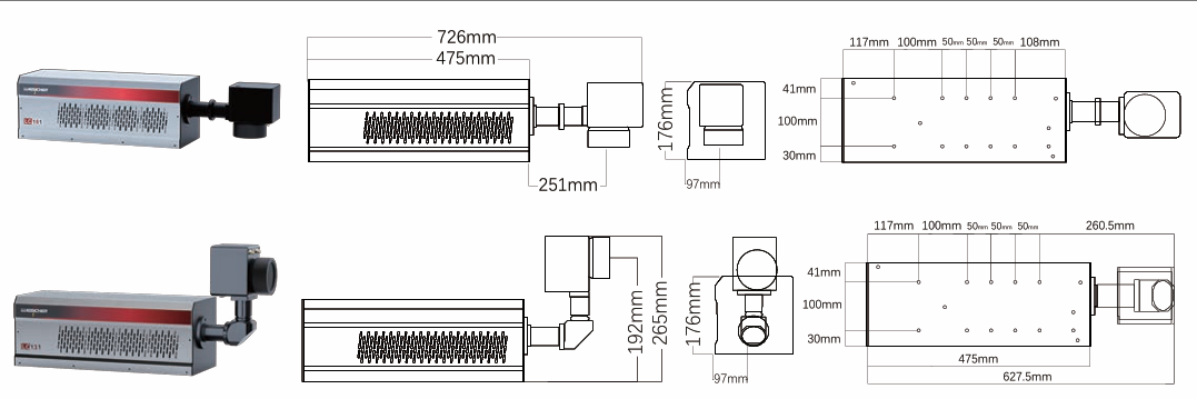 LC130 CO2 Laser dimension and technical reference diagram