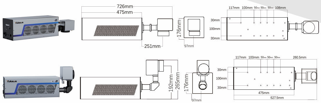 M500C CO2 Laser dimension and technical reference diagram