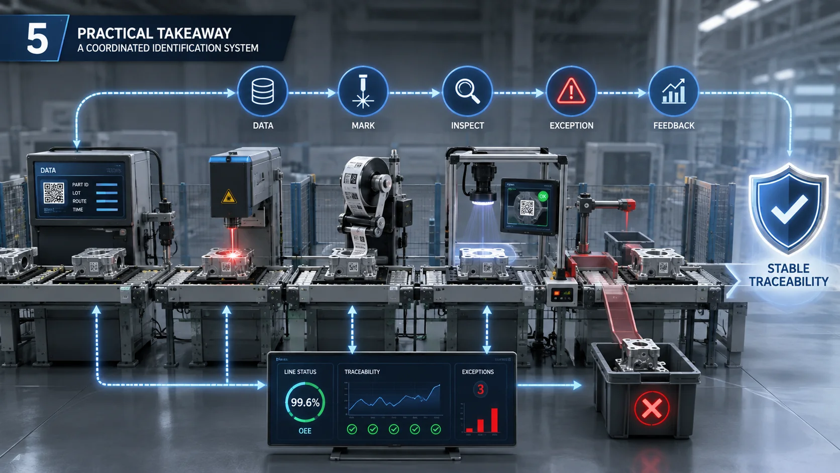 Coordinated industrial identification system for stable production traceability