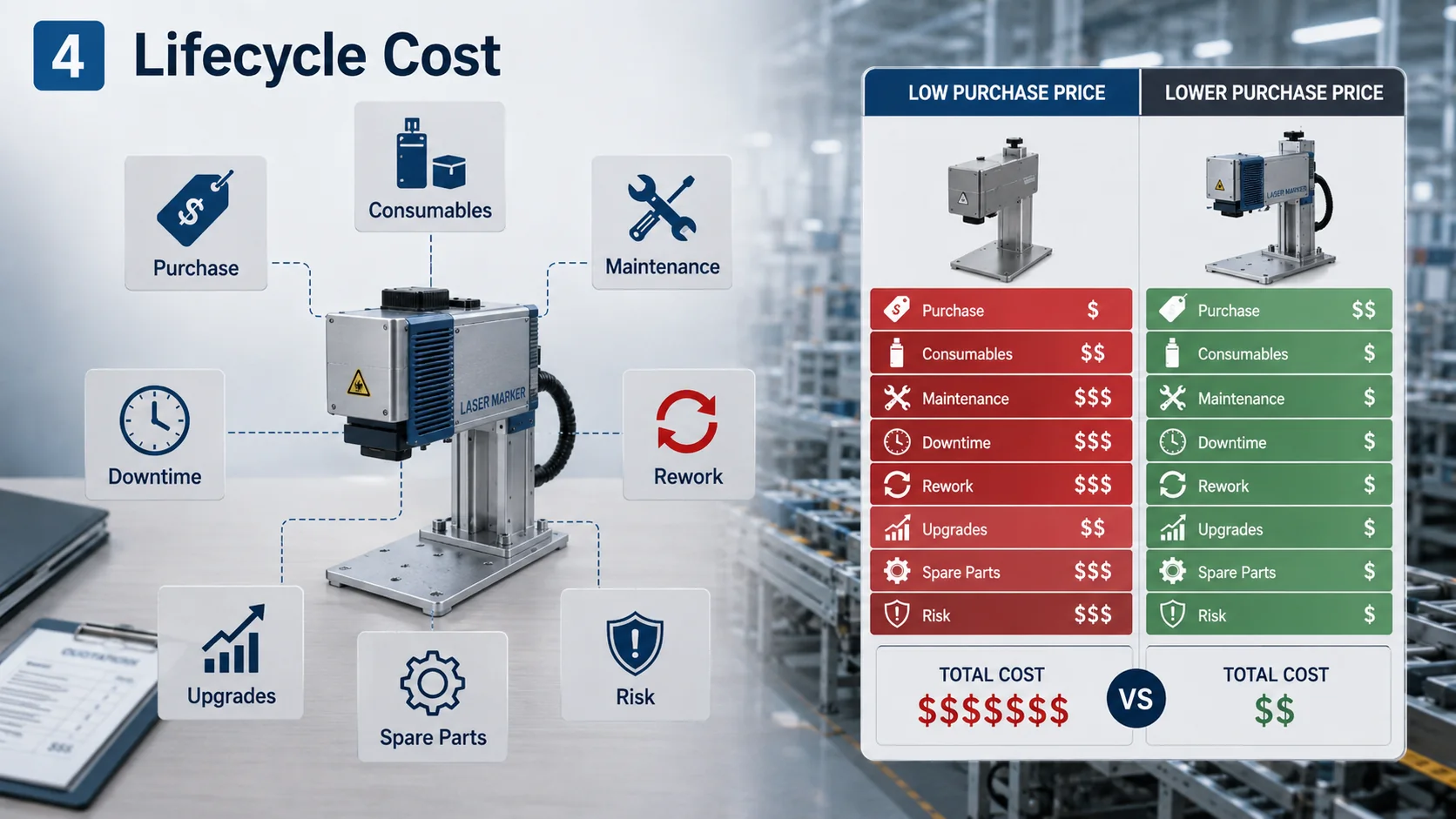 Industrial marking equipment lifecycle cost beyond the initial purchase price
