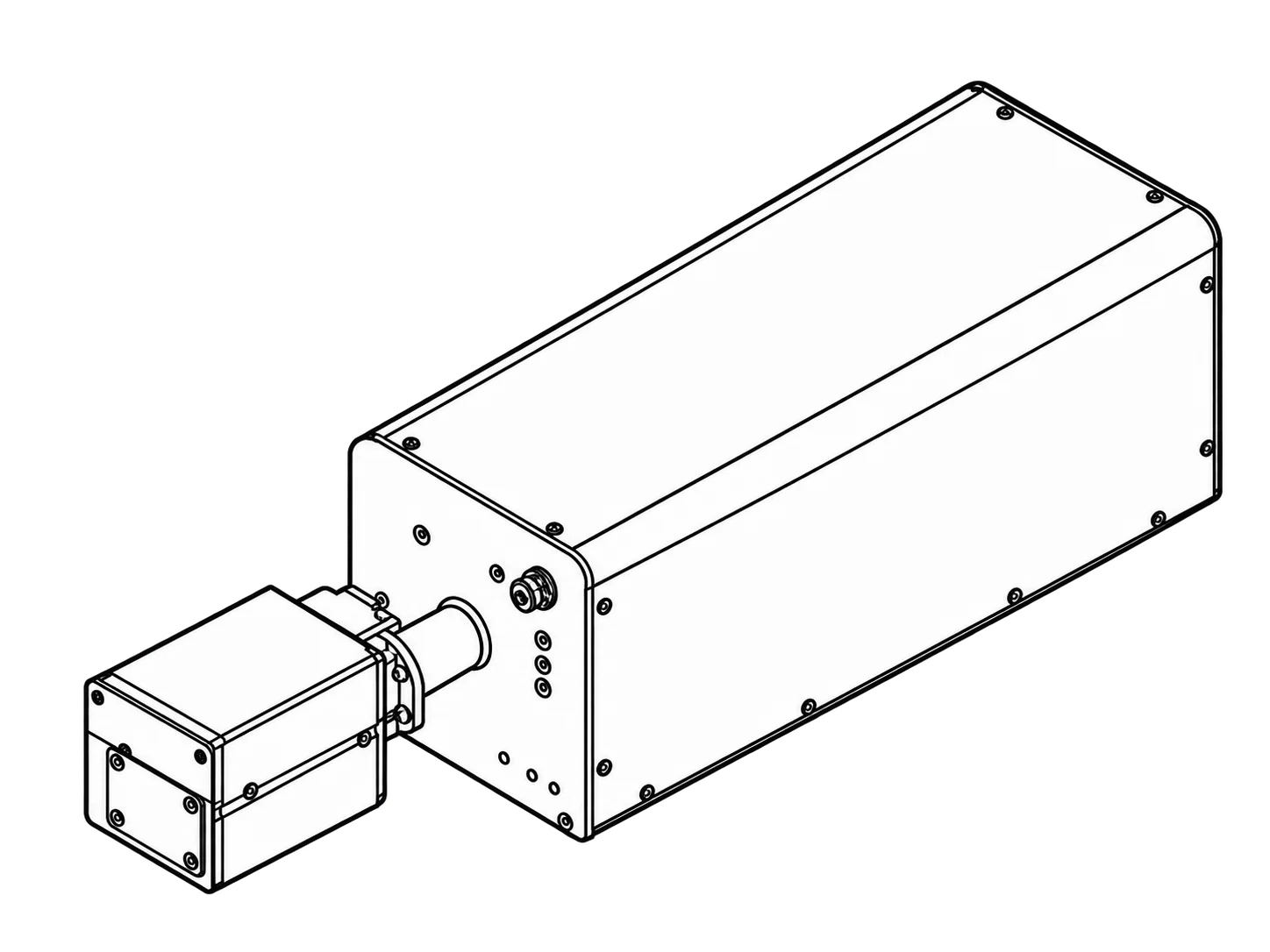Technical perspective drawing of the MZ520U housing and scan head